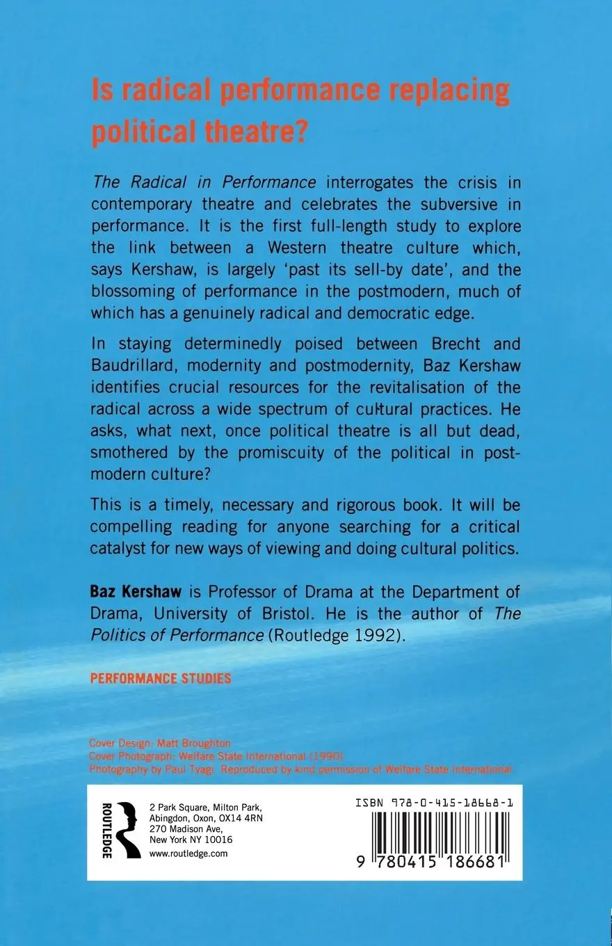 Rückseite: 9780415186681 | The Radical in Performance | Between Brecht and Baudrillard | Kershaw