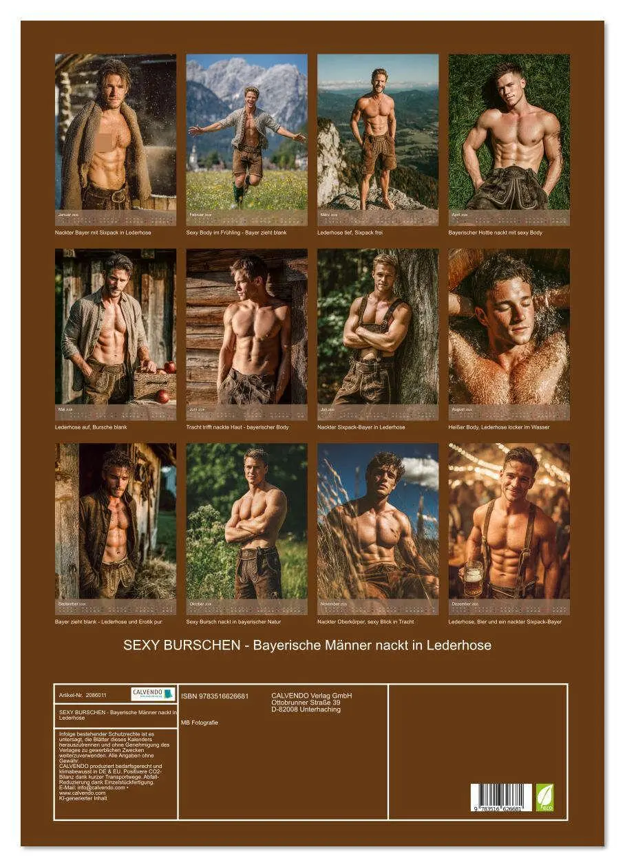 Bild: 9783516626681 | SEXY BURSCHEN - Bayerische Männer nackt in Lederhose (Wandkalender...