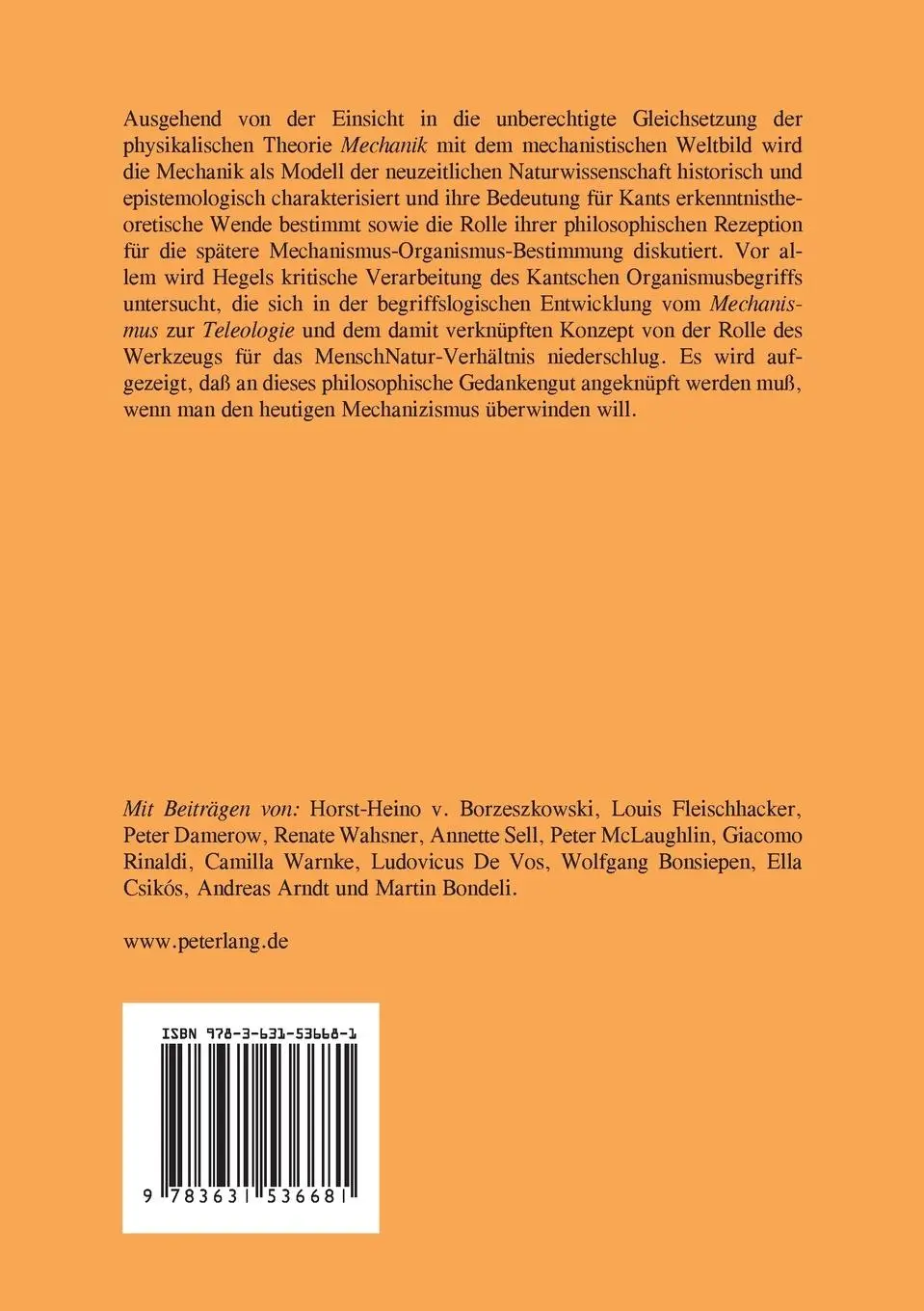 Rückseite: 9783631536681 | Hegel und das mechanistische Weltbild | Renate Wahsner | Taschenbuch