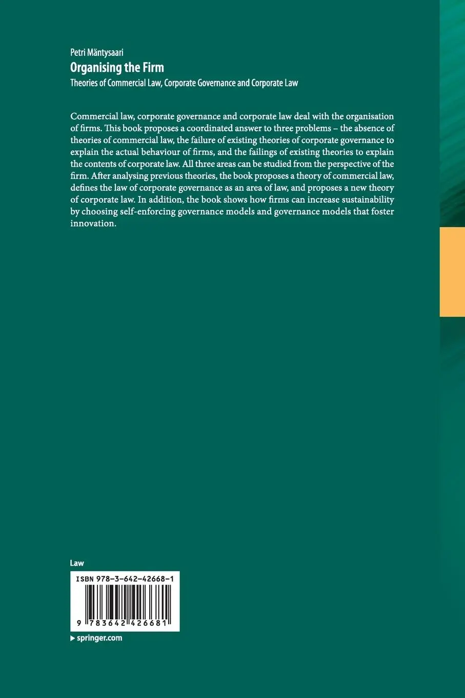 Rückseite: 9783642426681 | Organising the Firm | Petri Mäntysaari | Taschenbuch | vii | Englisch