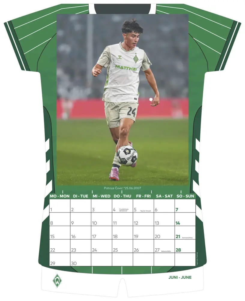 Bild: 4069095006881 | N Neumann - Werder Bremen 2026 - Trikotkalender 34x42 cm mit 12...