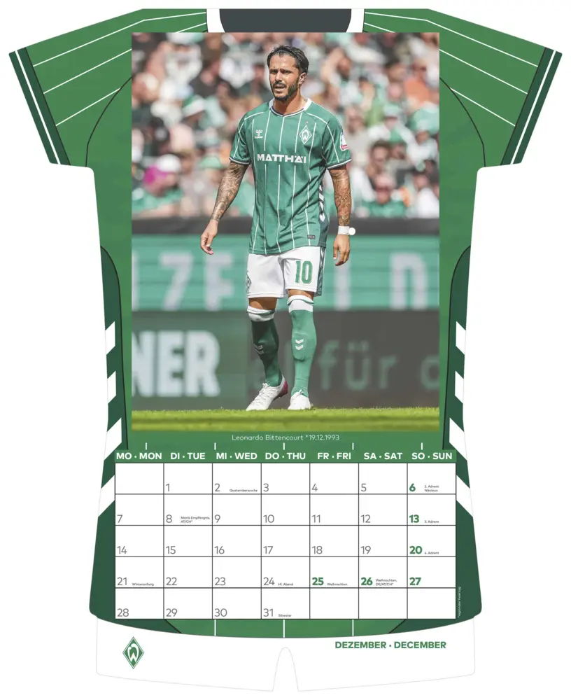 Bild: 4069095006881 | N Neumann - Werder Bremen 2026 - Trikotkalender 34x42 cm mit 12...