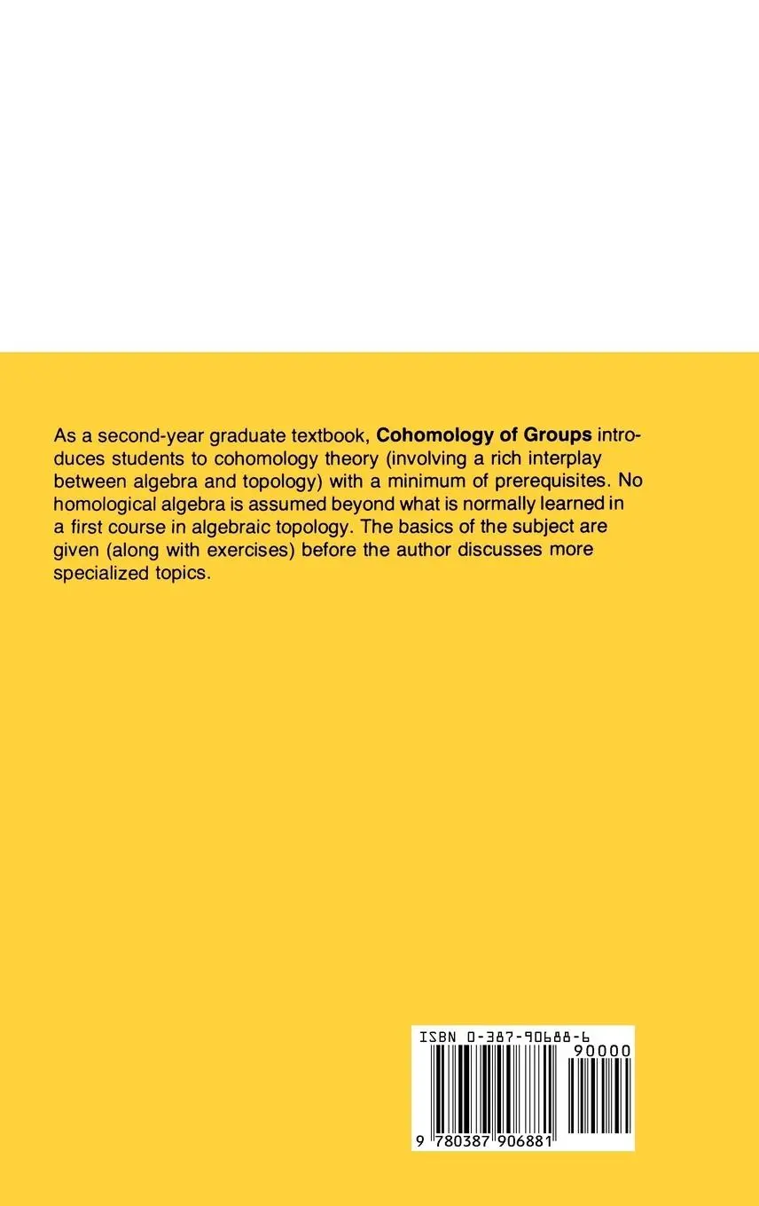 Rückseite: 9780387906881 | Cohomology of Groups | Kenneth S. Brown | Buch | x | Englisch | 1982
