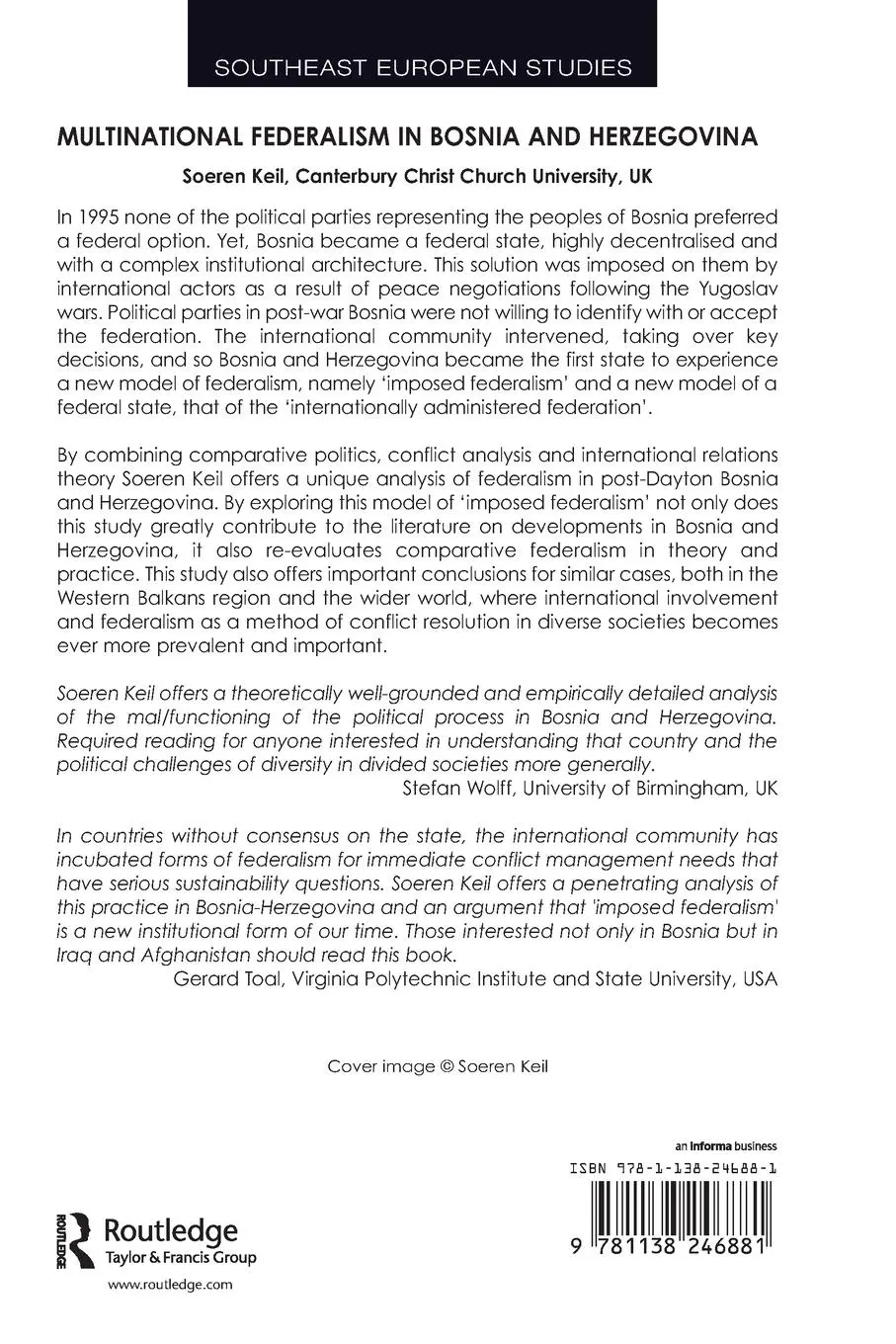 Rückseite: 9781138246881 | Multinational Federalism in Bosnia and Herzegovina | Soeren Keil