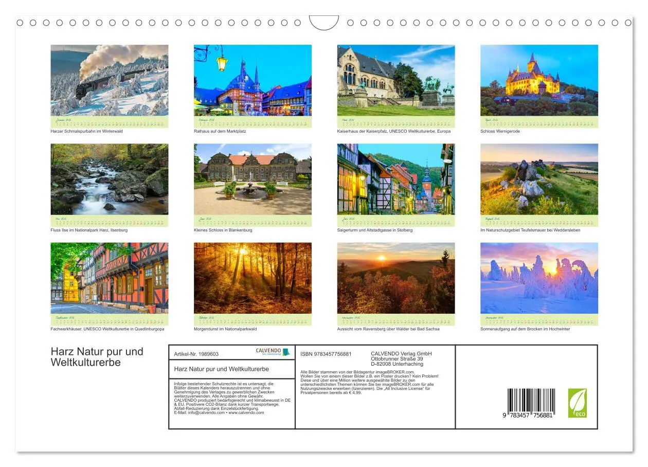 Bild: 9783457756881 | Harz Natur pur und Weltkulturerbe (Wandkalender 2026 DIN A3 quer),...