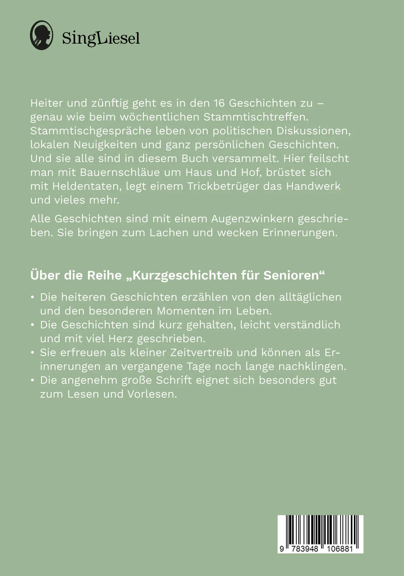 Bild: 9783948106881 | Stammtischgespräche | Kurzgeschichten für Senioren. Großdruck | Weber