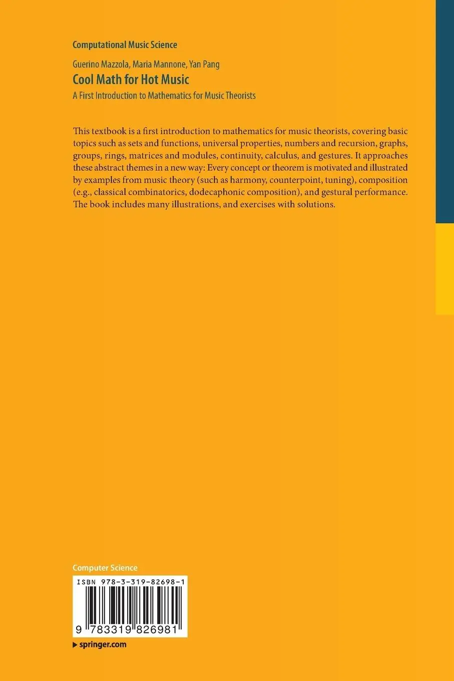Rückseite: 9783319826981 | Cool Math for Hot Music | Guerino Mazzola (u. a.) | Taschenbuch | xv