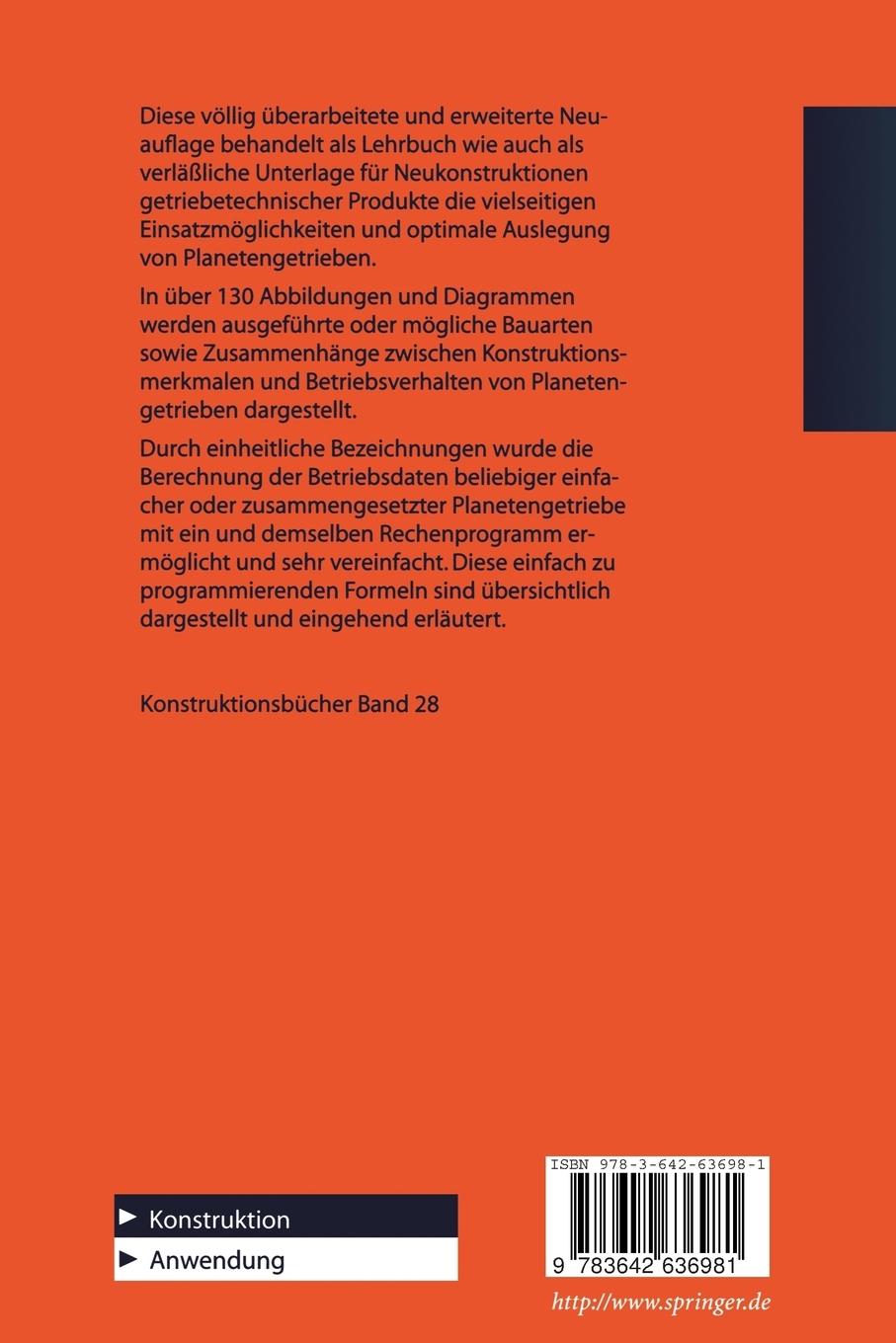 Rückseite: 9783642636981 | Die Umlaufgetriebe | Auslegung und vielseitige Anwendungen | Müller