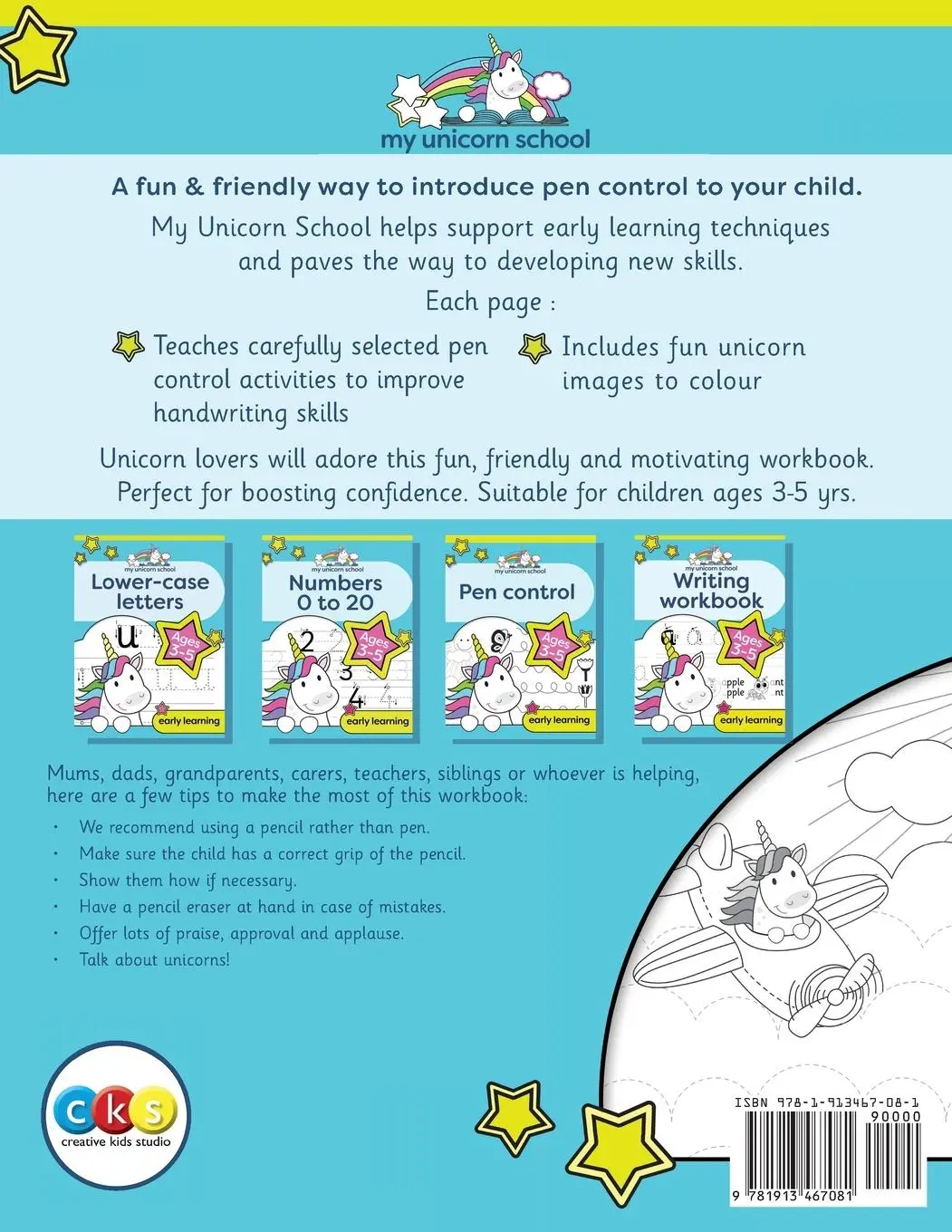 Rückseite: 9781913467081 | My Unicorn School Pen Control Age 3-5 | Creative Kids Studio | Buch