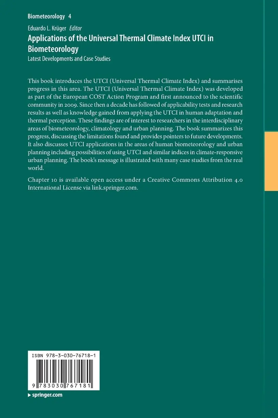 Rückseite: 9783030767181 | Applications of the Universal Thermal Climate Index UTCI in...