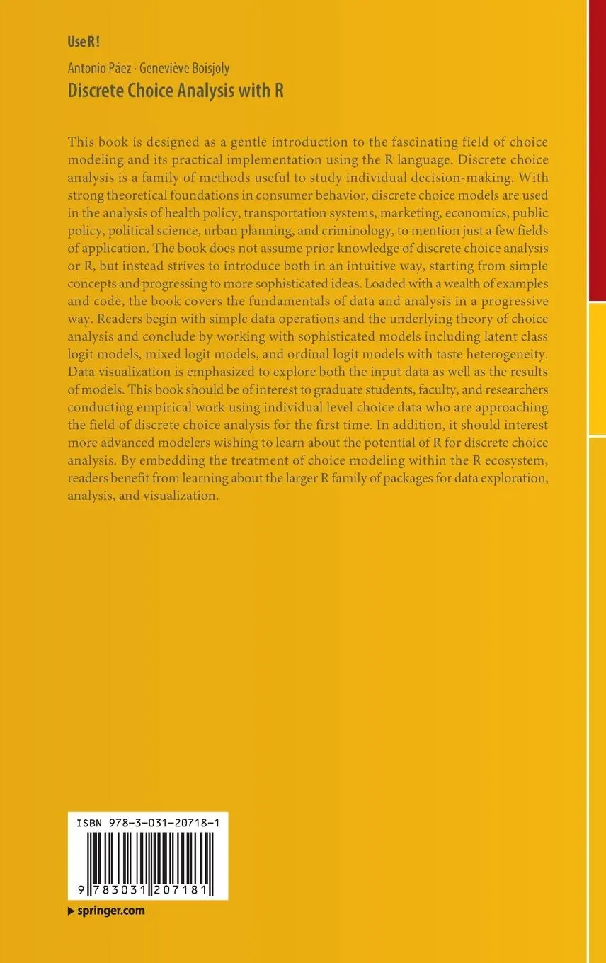 Rückseite: 9783031207181 | Discrete Choice Analysis with R | Geneviève Boisjoly (u. a.) | Buch
