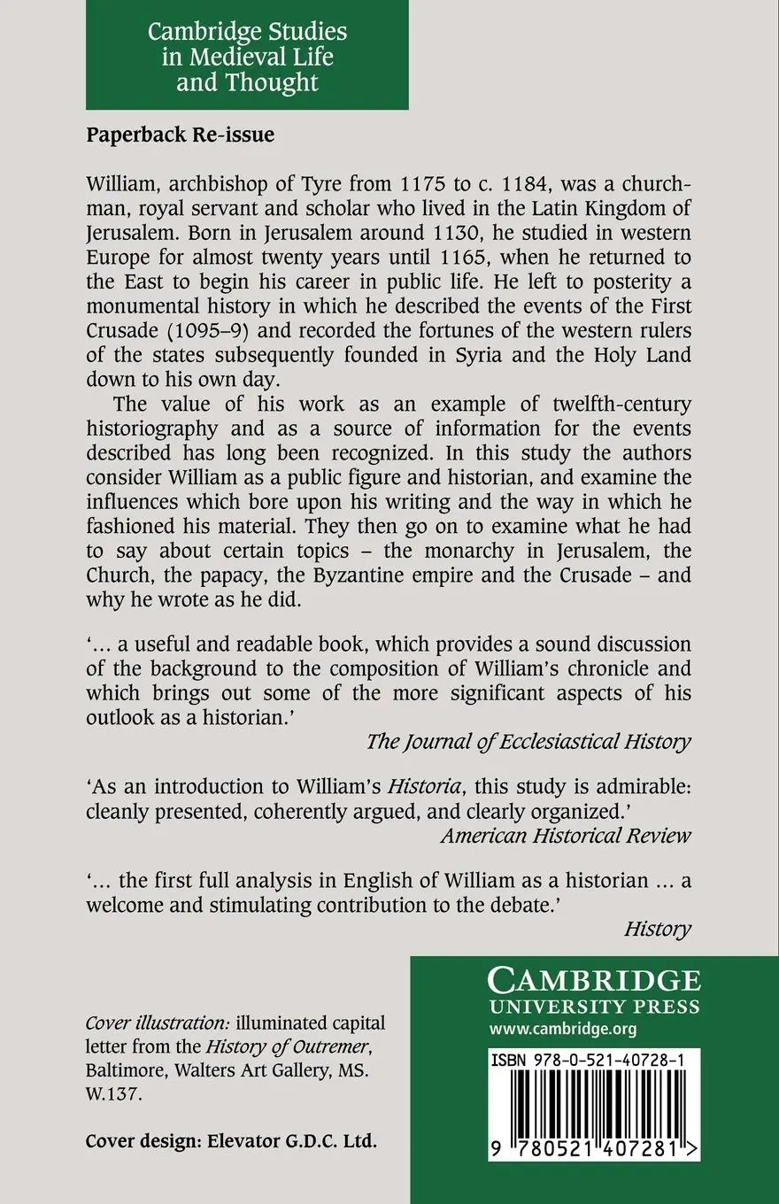 Rückseite: 9780521407281 | William of Tyre | Historian of the Latin East | Edbury (u. a.) | Buch