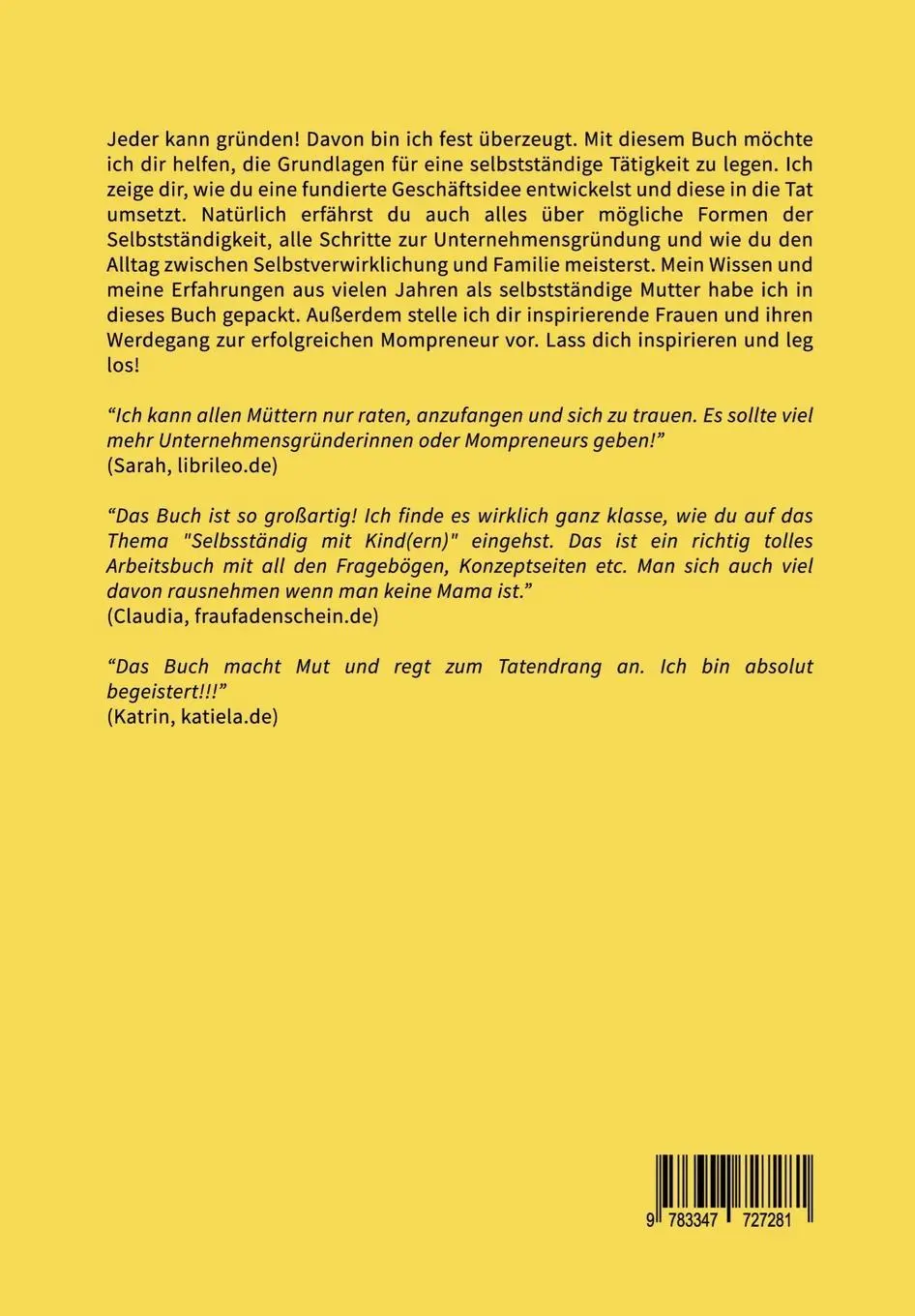 Rückseite: 9783347727281 | Mompreneurs: Selbstständig mit Kind | Julia Bräunig | Taschenbuch