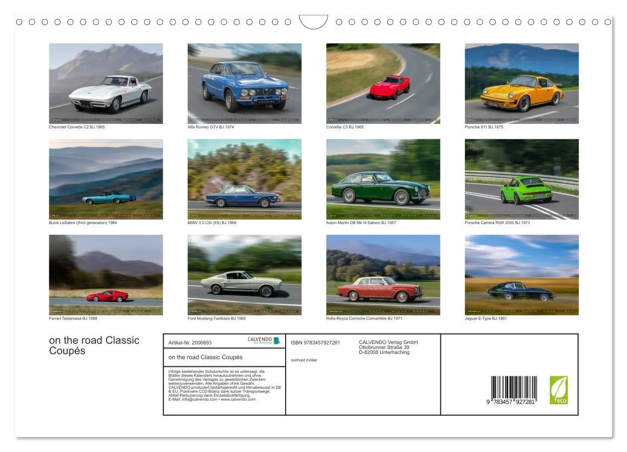 Bild: 9783457927281 | on the road Classic Coupés (Wandkalender 2026 DIN A3 quer),...