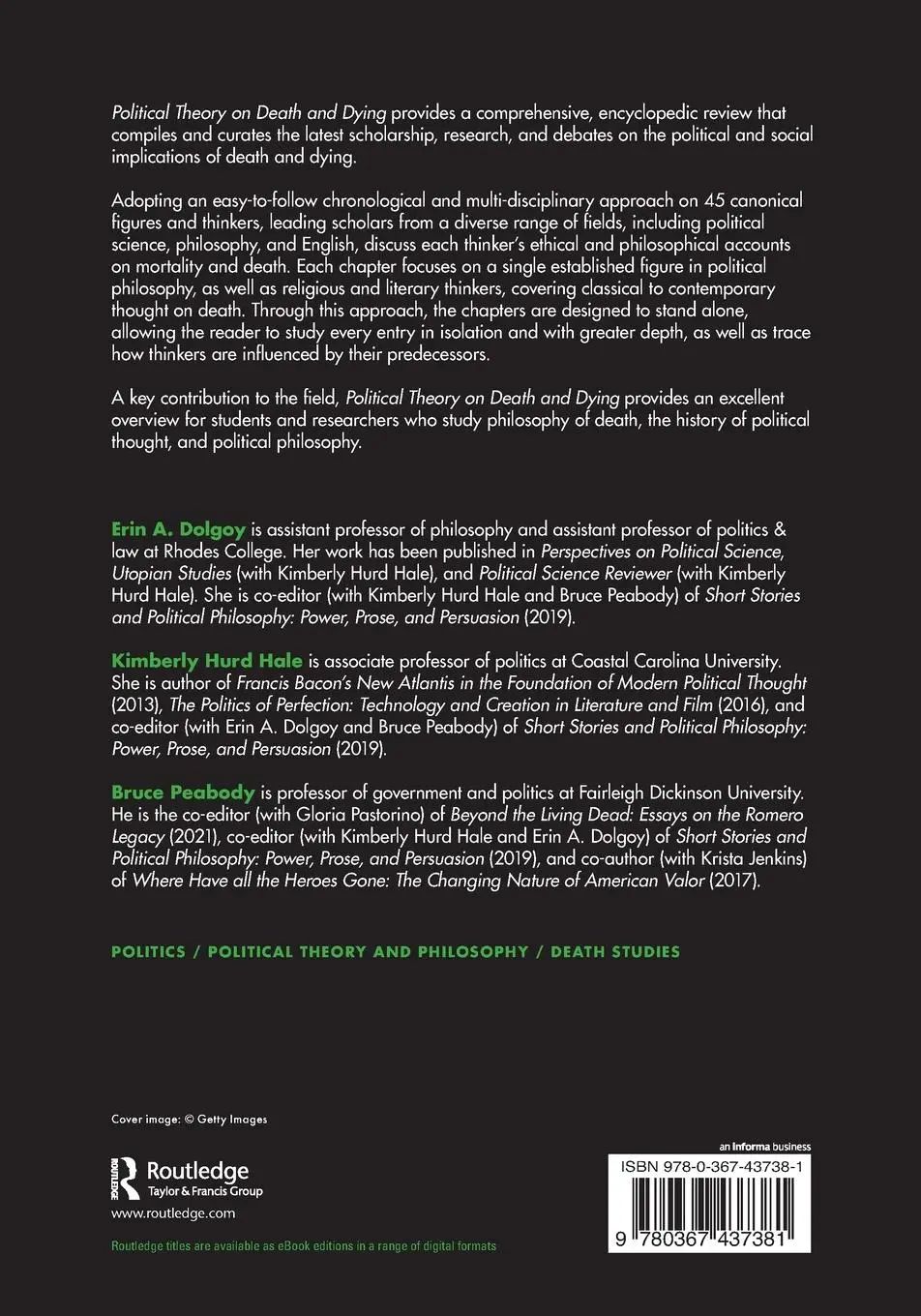 Rückseite: 9780367437381 | Political Theory on Death and Dying | Erin A. Dolgoy (u. a.) | Buch