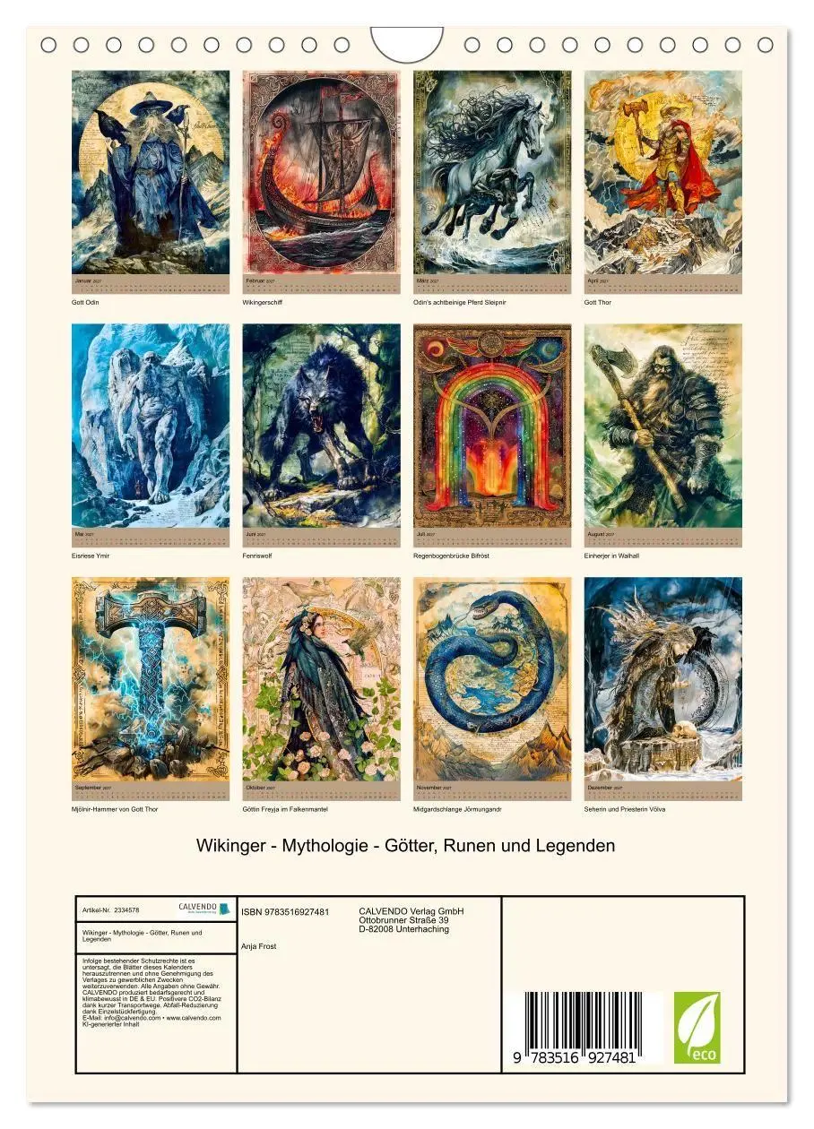 Bild: 9783516927481 | Wikinger - Mythologie - Götter, Runen und Legenden (Wandkalender...