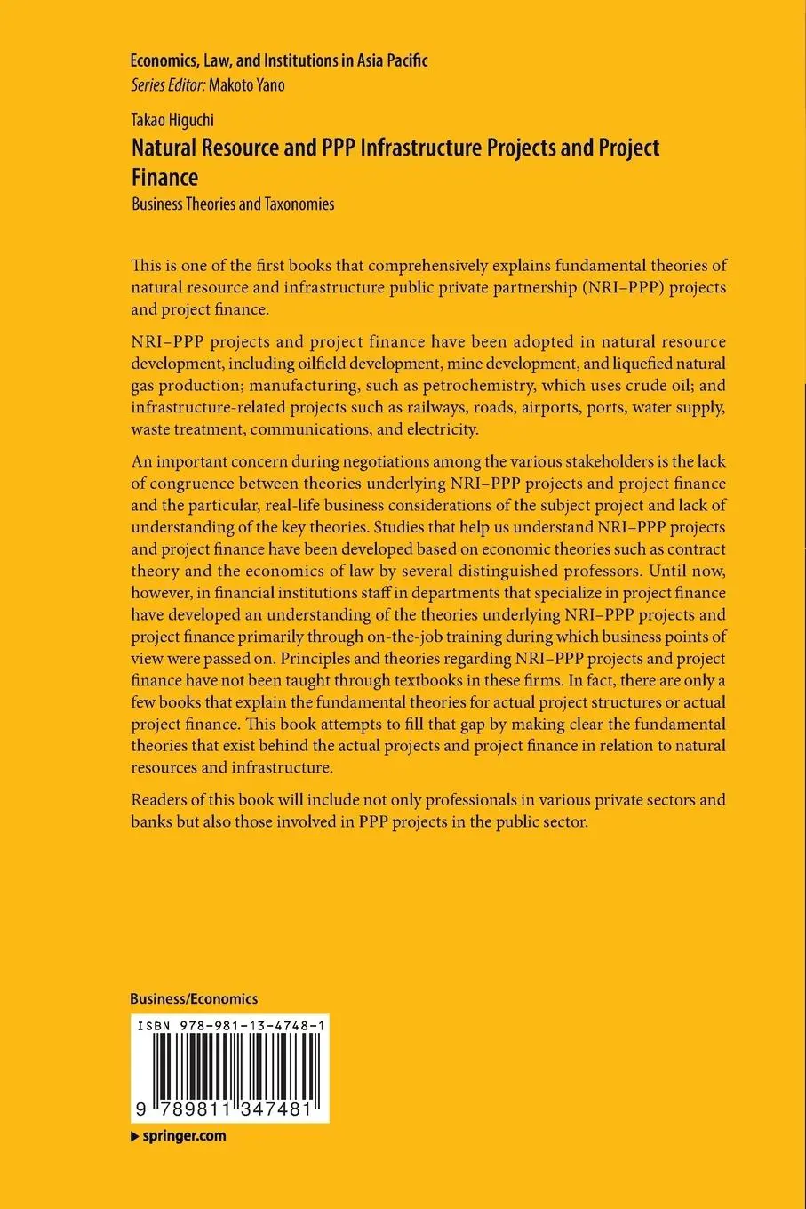 Rückseite: 9789811347481 | Natural Resource and PPP Infrastructure Projects and Project Finance