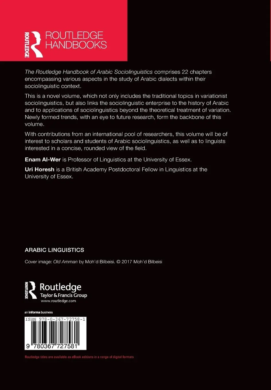 Rückseite: 9780367727581 | The Routledge Handbook of Arabic Sociolinguistics | Al-Wer (u. a.)