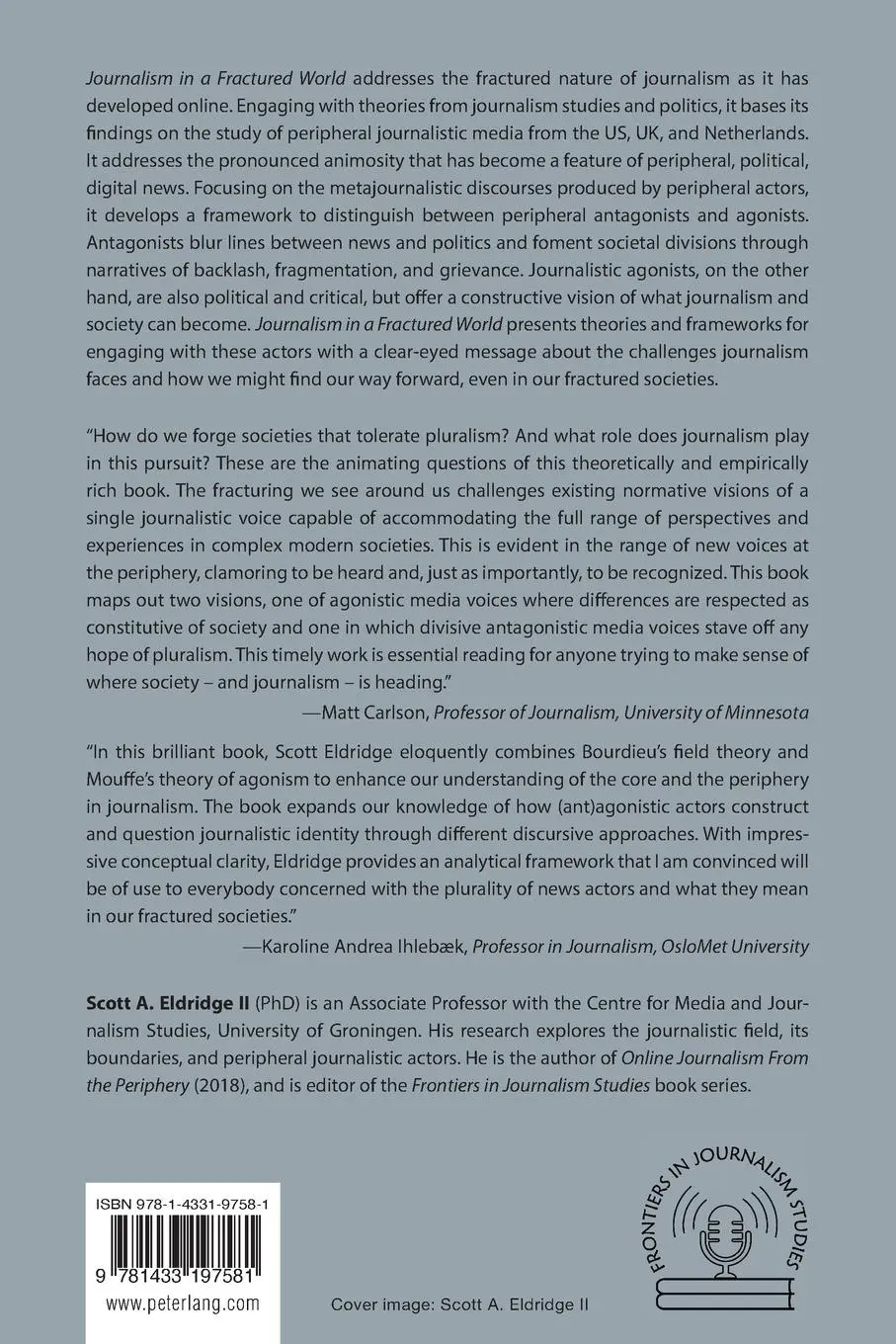 Rückseite: 9781433197581 | Journalism in a Fractured World | Scott A. Eldridge | Taschenbuch