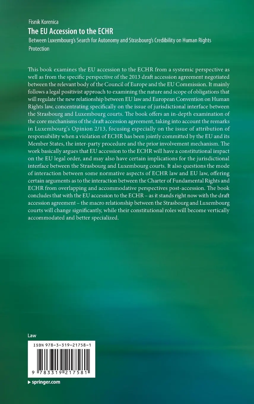 Rückseite: 9783319217581 | The EU Accession to the ECHR | Fisnik Korenica | Buch | xix | Englisch