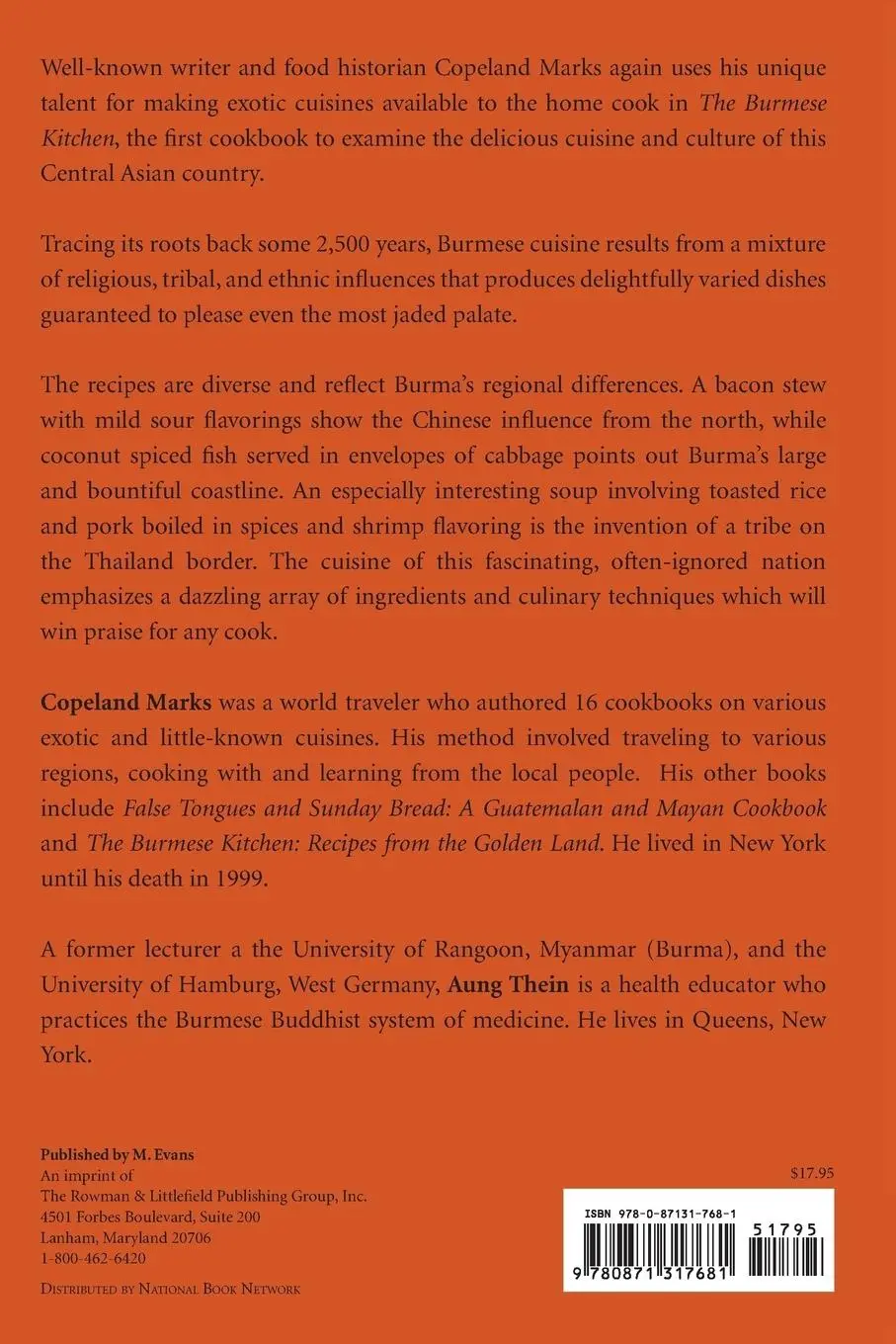 Rückseite: 9780871317681 | The Burmese Kitchen | Recipes from the Golden Land | Marks (u. a.)