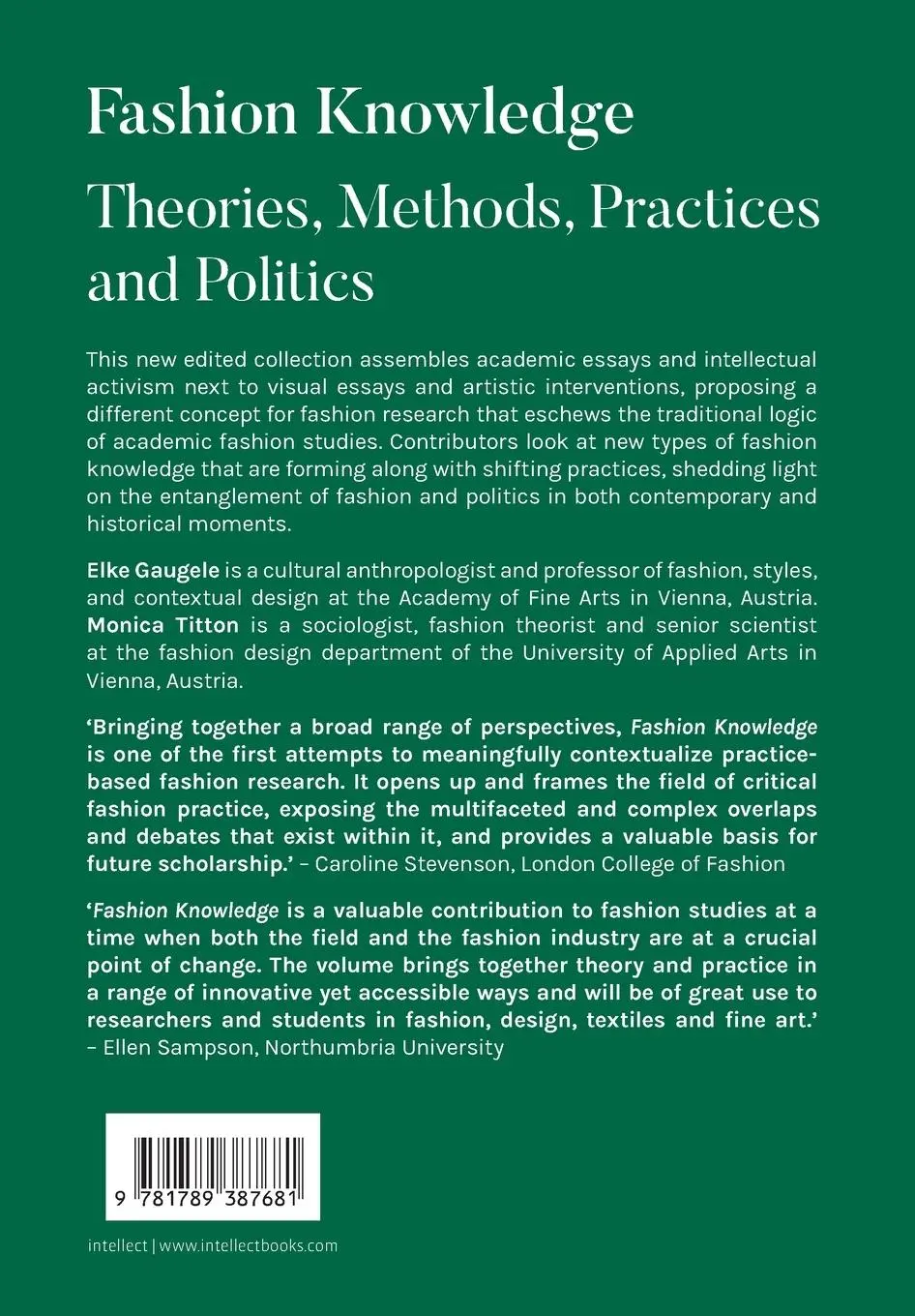 Rückseite: 9781789387681 | Fashion Knowledge | Theories, Methods, Practices and Politics | Buch