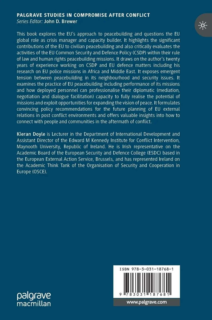 Rückseite: 9783031187681 | EU Peacebuilding Missions | Kieran Doyle | Buch | xxi | Englisch