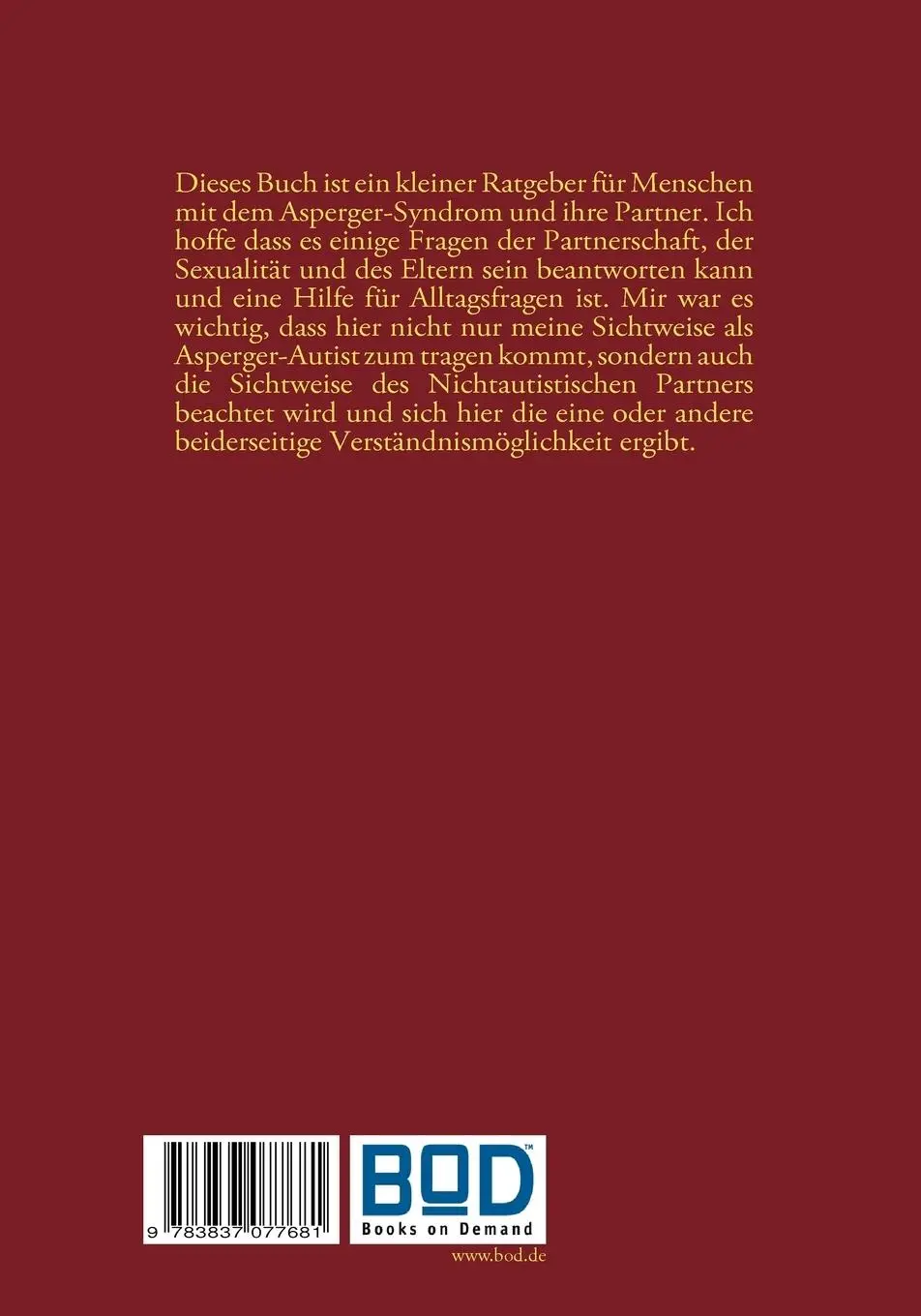 Rückseite: 9783837077681 | Das Asperger-Syndrom | Sexualtät, Partnerschaft und Elternsein | Buch