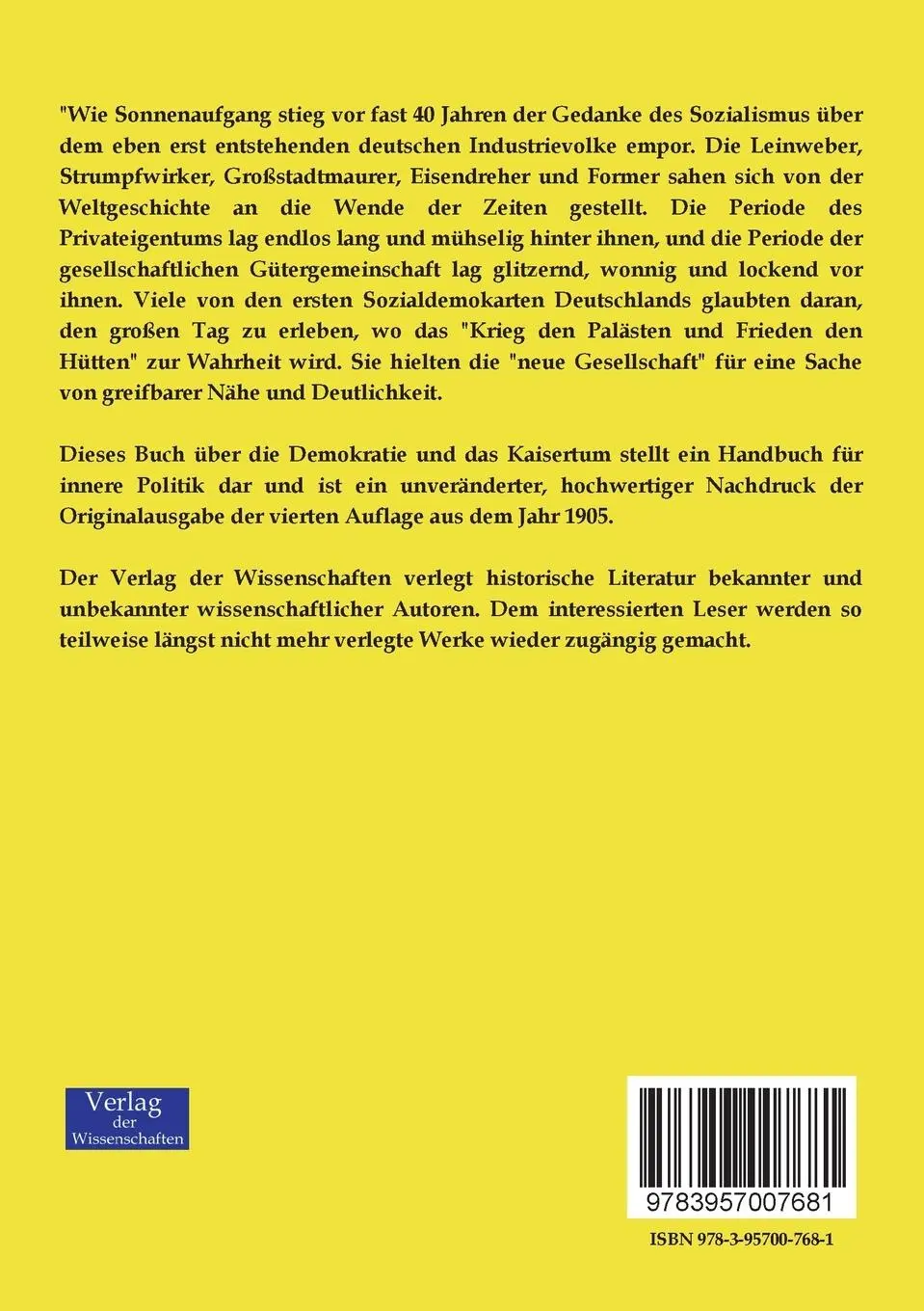 Rückseite: 9783957007681 | Demokratie und Kaisertum | Friedrich Naumann | Taschenbuch | 260 S.