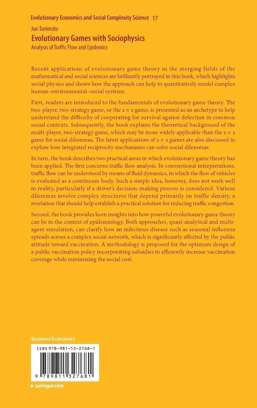 Rückseite: 9789811327681 | Evolutionary Games with Sociophysics | Jun Tanimoto | Buch | xiv