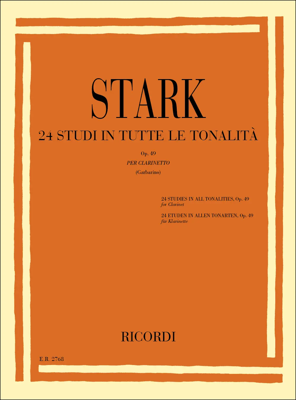 Cover: 9790041827681 | 24 studi in tutte le tonalità op.49 per clarinetto | Robert Stark