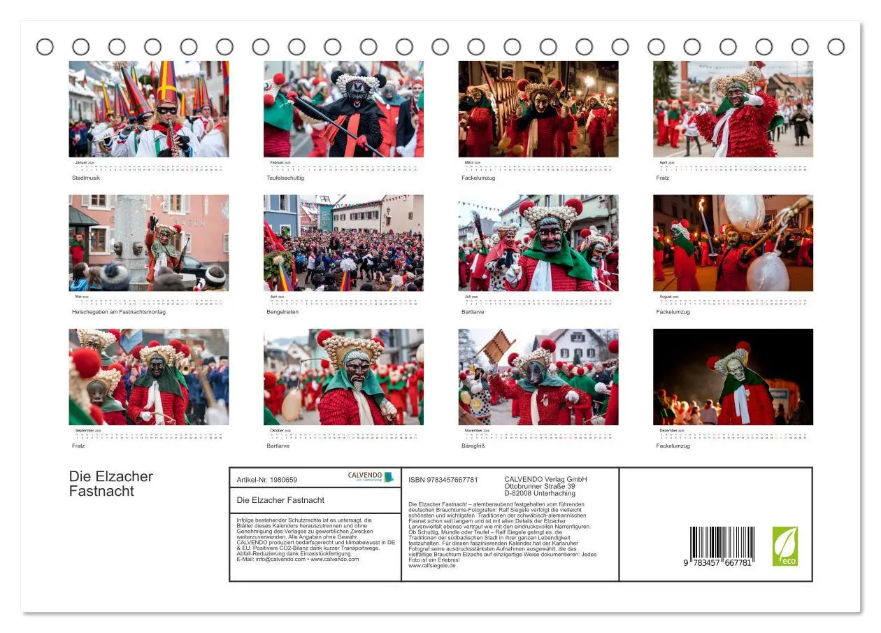 Bild: 9783457667781 | Die Elzacher Fastnacht (Tischkalender 2026 DIN A5 quer), CALVENDO...