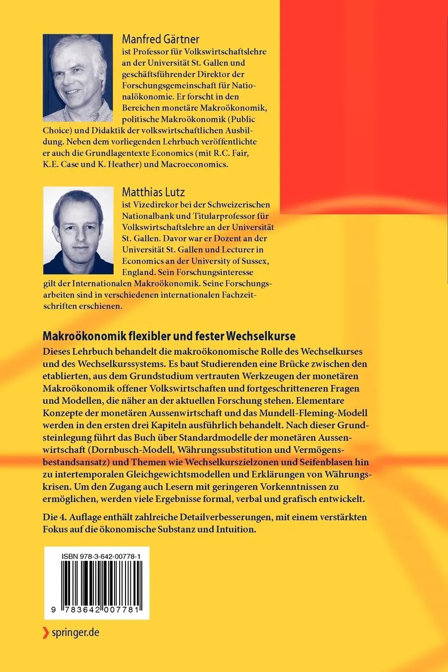 Rückseite: 9783642007781 | Makroökonomik flexibler und fester Wechselkurse | Lutz (u. a.) | Buch