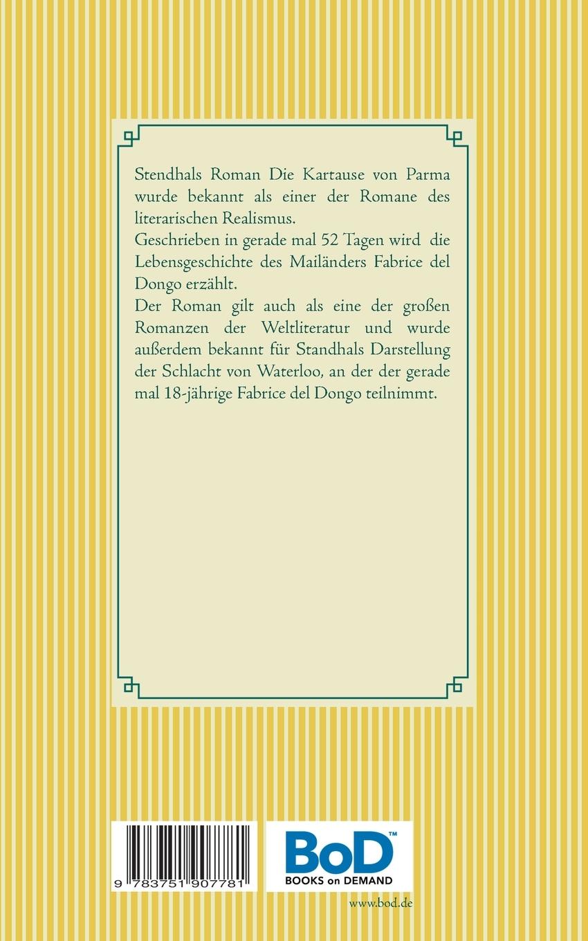 Rückseite: 9783751907781 | Die Kartause von Parma | Band 57 | Stendhal | Taschenbuch | 504 S.
