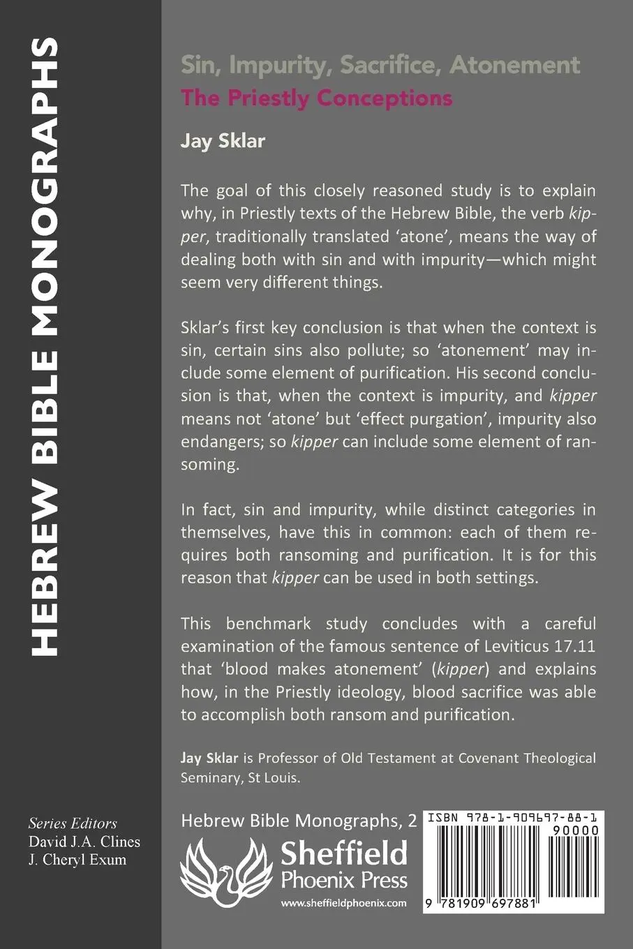 Rückseite: 9781909697881 | Sin, Impurity, Sacrifice, Atonement | The Priestly Conceptions | Sklar