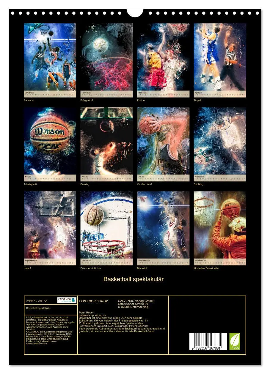 Bild: 9783516367881 | Basketball spektakulär (Wandkalender 2026 DIN A3 hoch), CALVENDO...