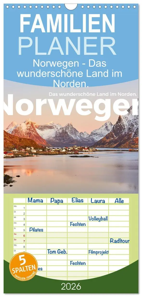 Cover: 9783516507881 | Familienplaner 2026 - Norwegen - Das wunderschöne Land im Norden....
