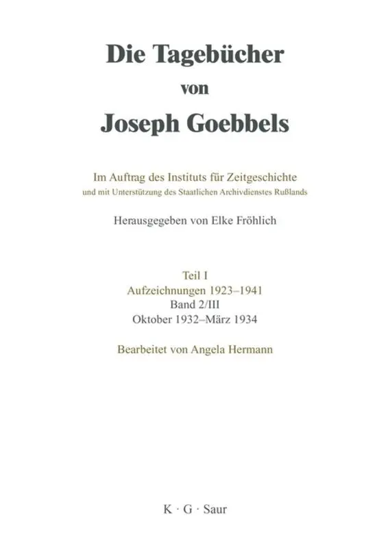 Cover: 9783598237881 | Oktober 1932 - März 1934 | Joseph Goebbels | Buch | 429 S. | Deutsch