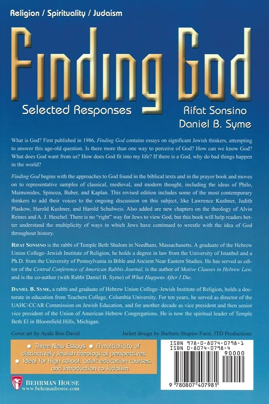 Rückseite: 9780807407981 | Finding God: Selected Responses (Revised Edition) | Rifat Sonsino