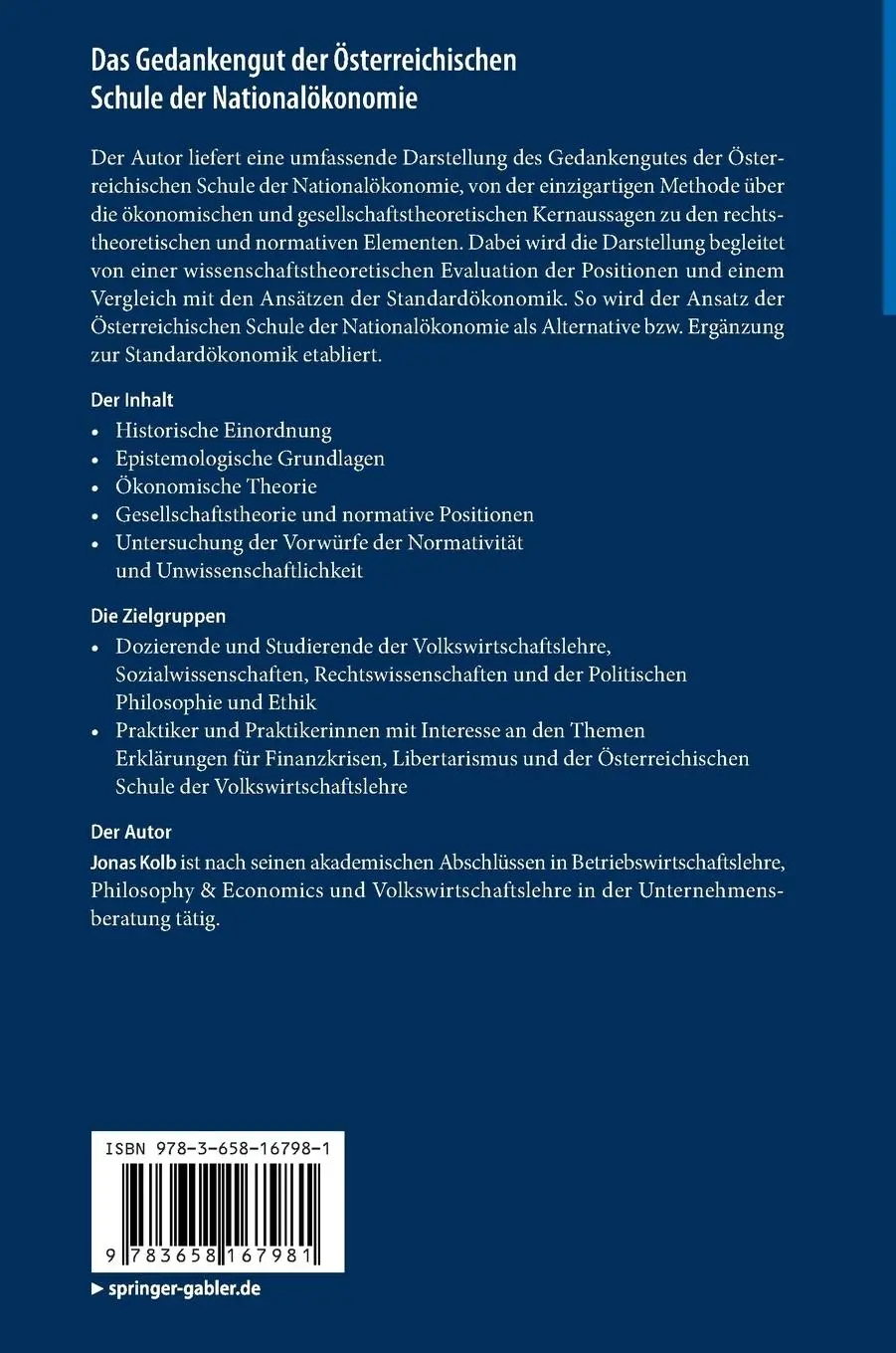 Rückseite: 9783658167981 | Das Gedankengut der Österreichischen Schule der Nationalökonomie | xii