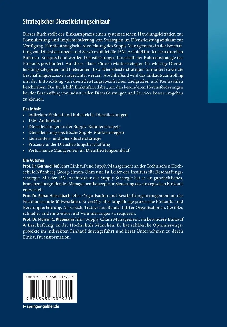 Rückseite: 9783658307981 | Strategischer Dienstleistungseinkauf | Gerhard Heß (u. a.) | Buch | ix