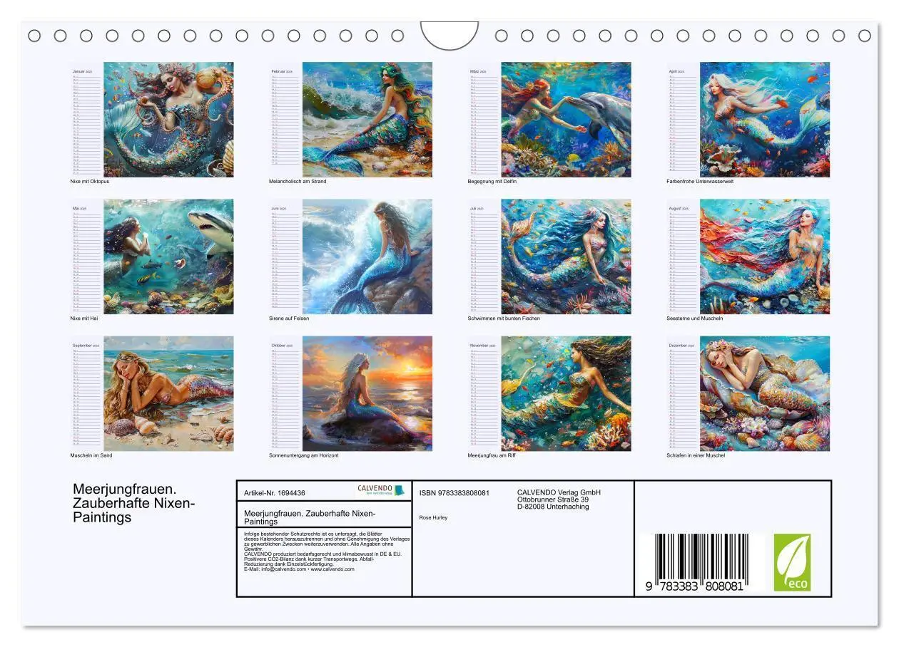 Bild: 9783383808081 | Meerjungfrauen. Zauberhafte Nixen-Paintings (Wandkalender 2025 DIN...
