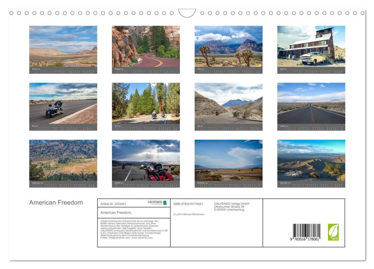 Bild: 9783516178081 | American Freedom (Wandkalender 2026 DIN A3 quer), CALVENDO...