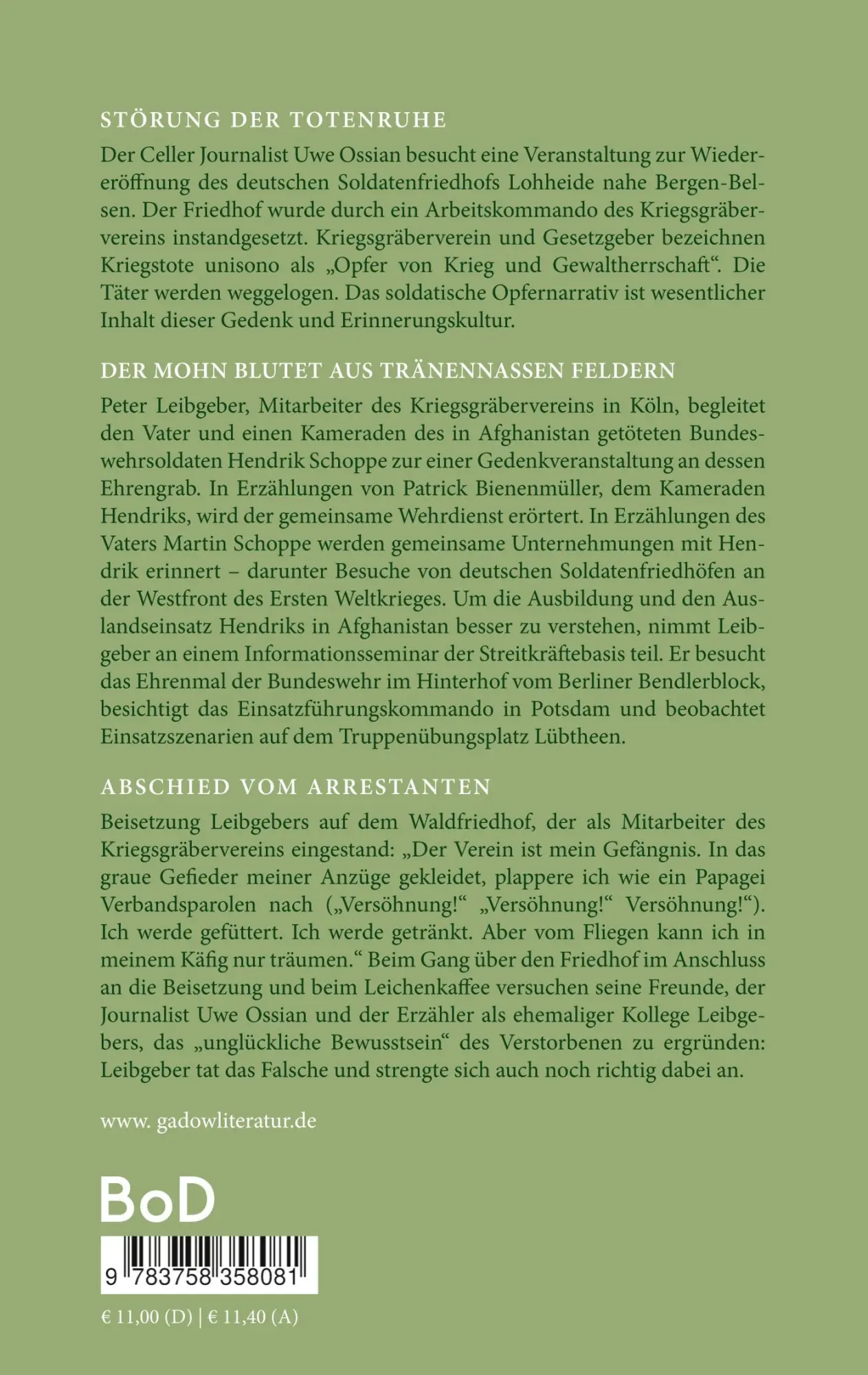 Rückseite: 9783758358081 | Störung der Totenruhe | Erzählungen | Martin Gadow | Taschenbuch