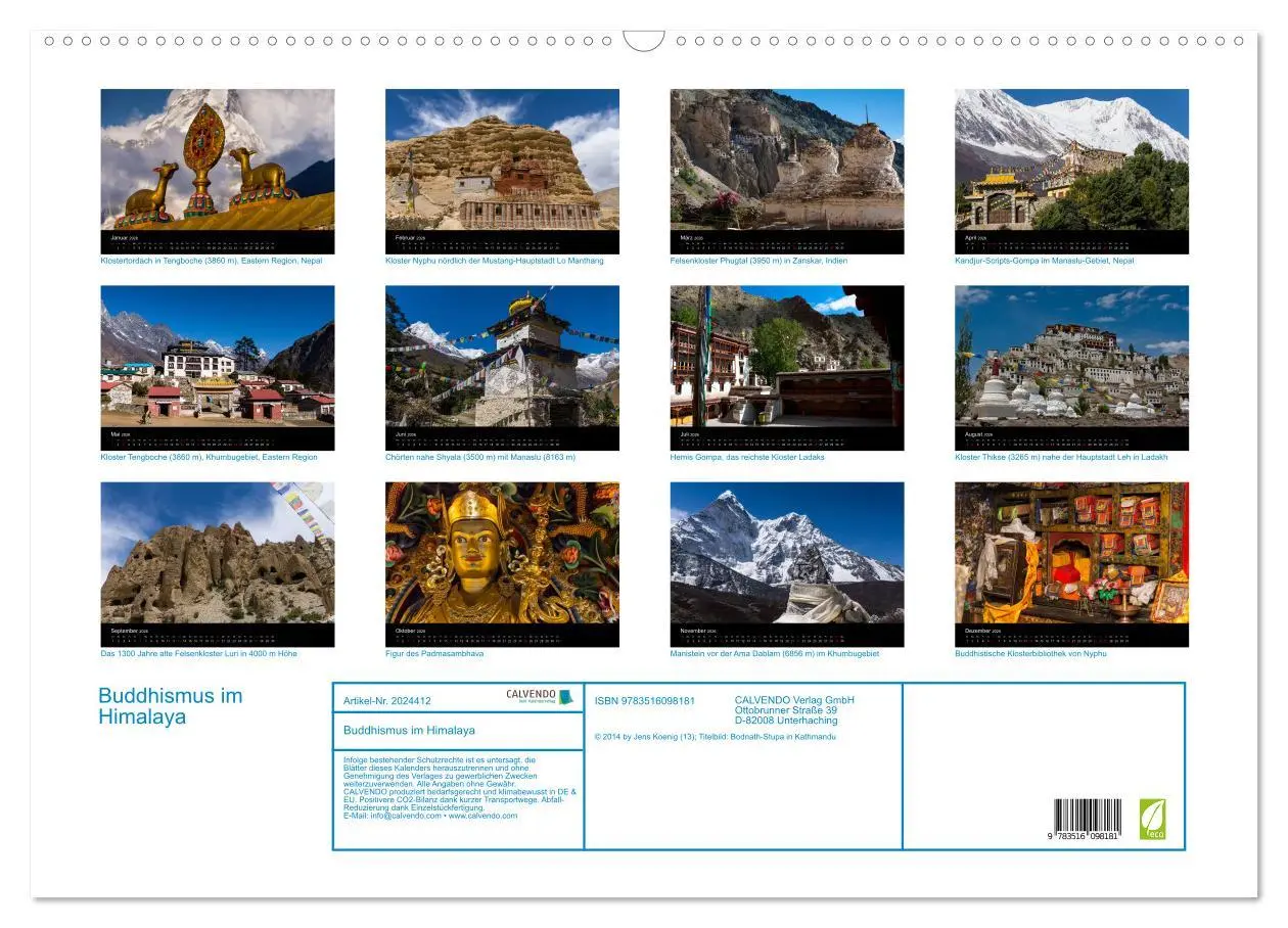 Bild: 9783516098181 | Buddhismus im Himalaya (Wandkalender 2026 DIN A2 quer), CALVENDO...