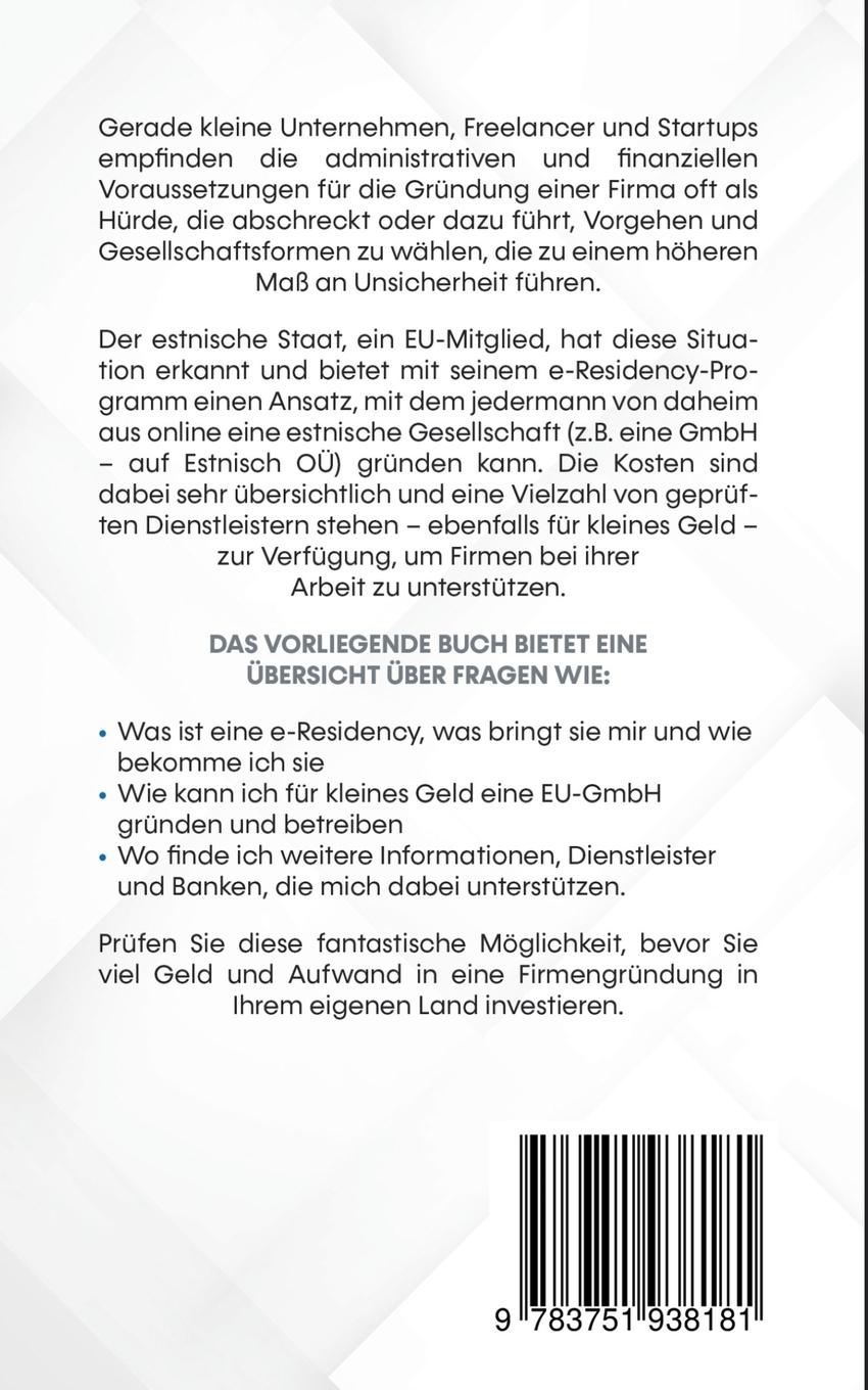 Rückseite: 9783751938181 | EU-Firmengründung in Estland: einfach, günstig, schnell | Gottschalk