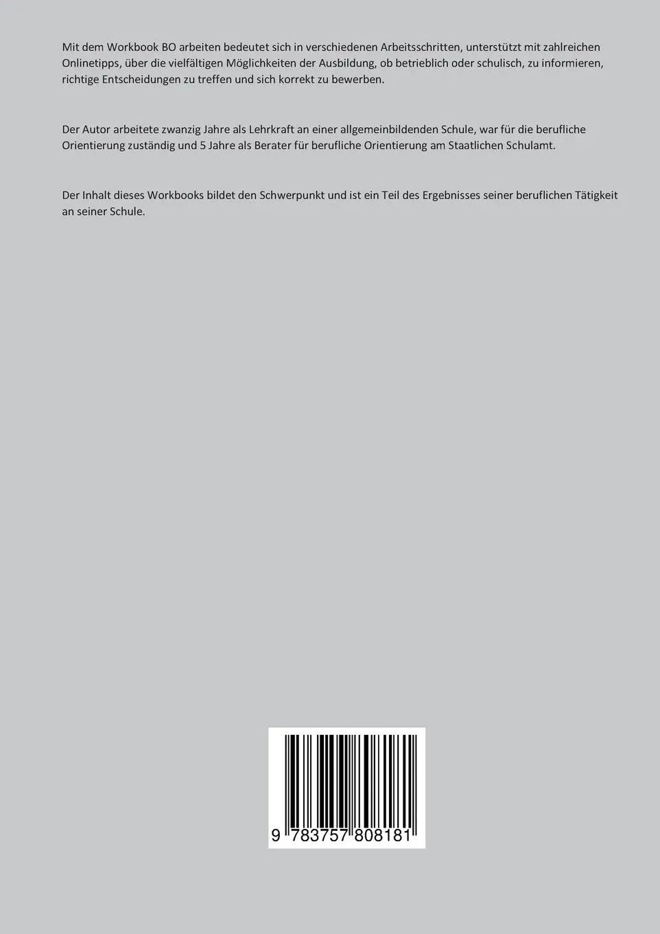 Rückseite: 9783757808181 | Workbook BO | Berufliche Orientierung | Frank Mühlbauer | Taschenbuch