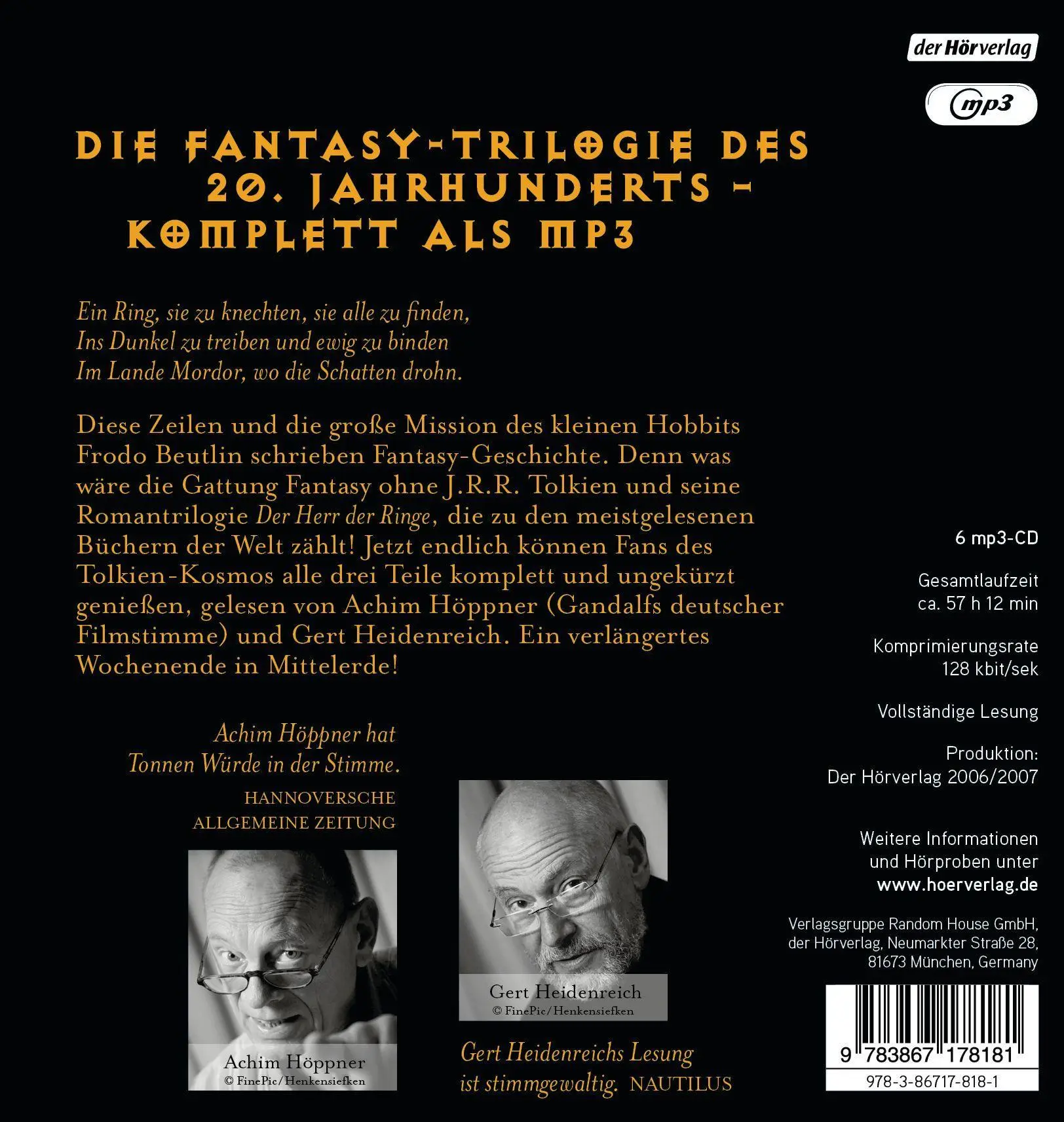 Bild: 9783867178181 | Der Herr der Ringe. Die Komplettlesung | John Ronald Reuel Tolkien
