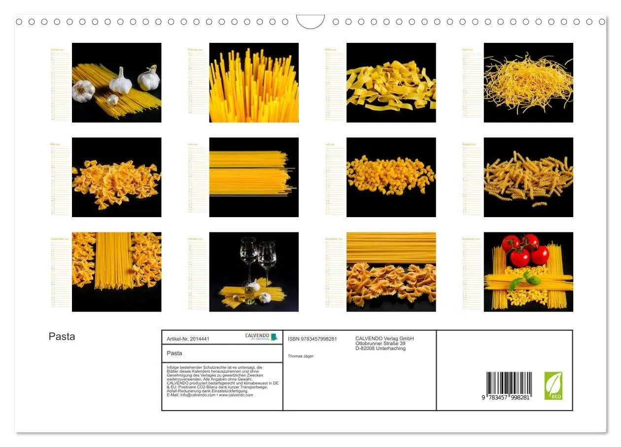 Bild: 9783457998281 | Pasta (Wandkalender 2026 DIN A3 quer), CALVENDO Monatskalender | Jäger