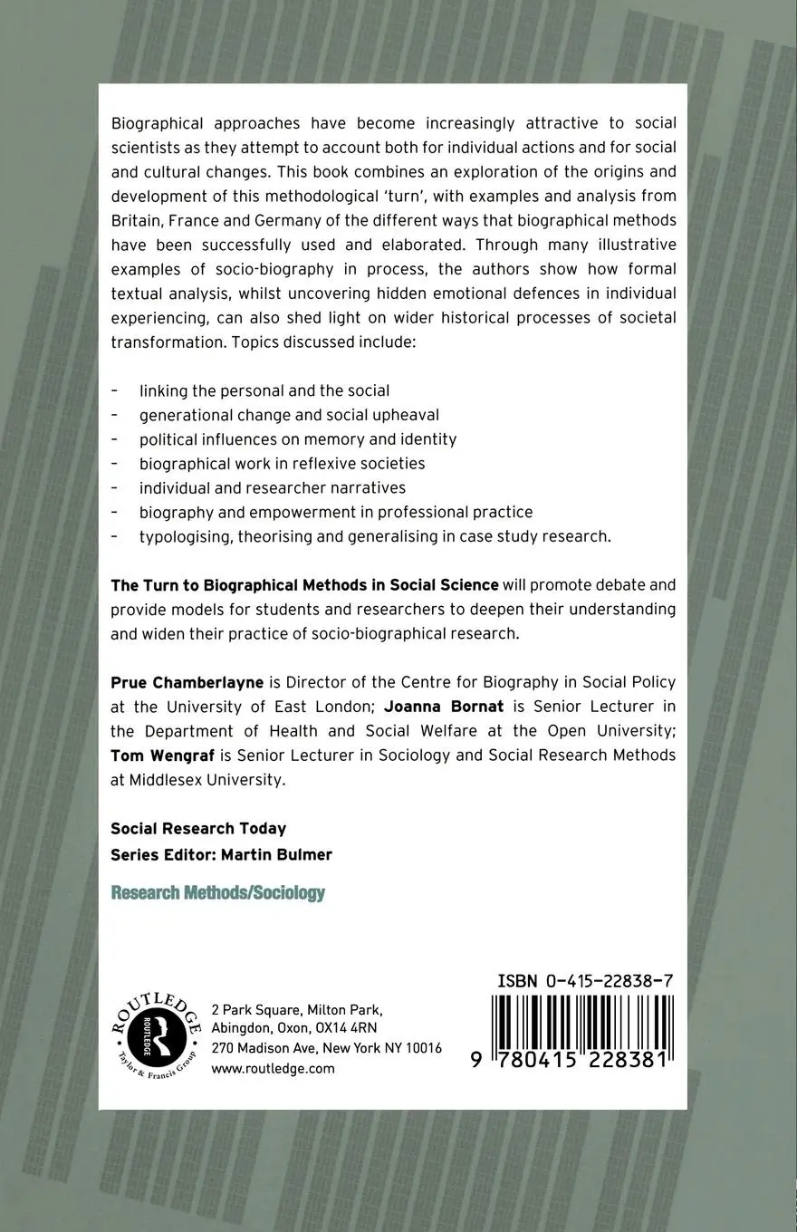Rückseite: 9780415228381 | The Turn to Biographical Methods in Social Science | Taschenbuch